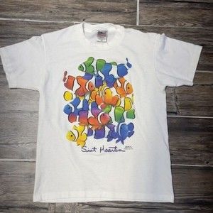 Vintage Clown Fish Art Nature Single Stitch T-Shirt Made In USA Youth L 14/16